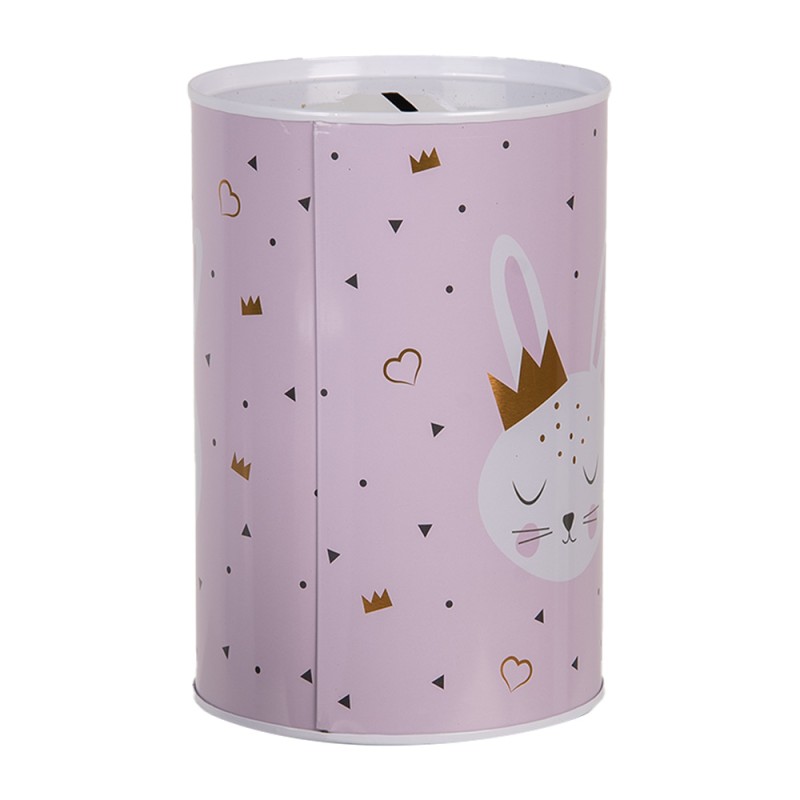 Clayre & Eef Spaarpot Ø 10x15 cm Roze Metaal Konijn