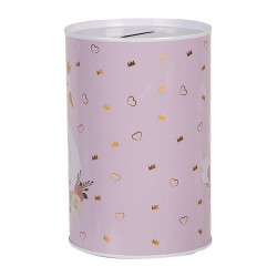 Clayre & Eef Spaarpot Ø 10x15 cm Roze Metaal Zwaan