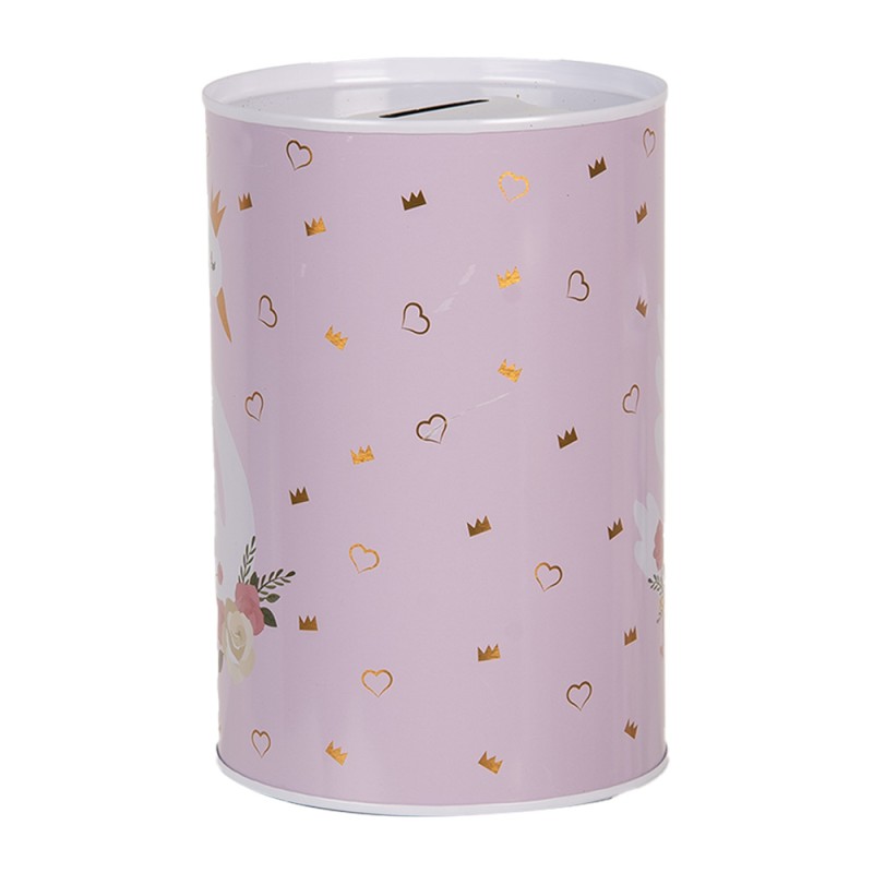 Clayre & Eef Spaarpot Ø 10x15 cm Roze Metaal Zwaan