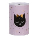 Clayre & Eef Money Box Ø 10x15 cm Pink Metal Cat