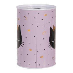Clayre & Eef Money Box Ø 10x15 cm Pink Metal Cat
