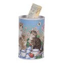 Clayre & Eef Salvadanaio Ø 8x13 cm Blu Metallo Gatto