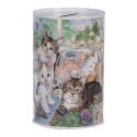 Clayre & Eef Salvadanaio Ø 8x13 cm Bianco Metallo Gatto