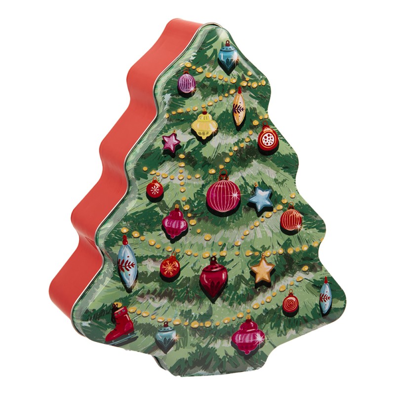 Clayre & Eef Aufbewahrungsdose Weihnachtsbaum 15x18x7 cm Grün Metall