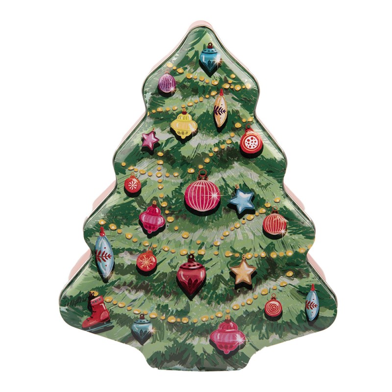 Clayre & Eef Aufbewahrungsdose Weihnachtsbaum 15x18x7 cm Grün Metall