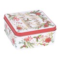 Clayre & Eef Storage tin Set of 3 20x20x8/ 15x15x7/ 12x12x6 cm White Red Metal Merry Christmas