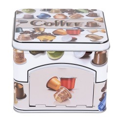 Clayre & Eef Boîte de rangement 15x15x12 cm Blanc Métal Coffee