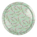 Clayre & Eef Dienblad Ø 32x2 cm Groen Metaal Rond Bloemen