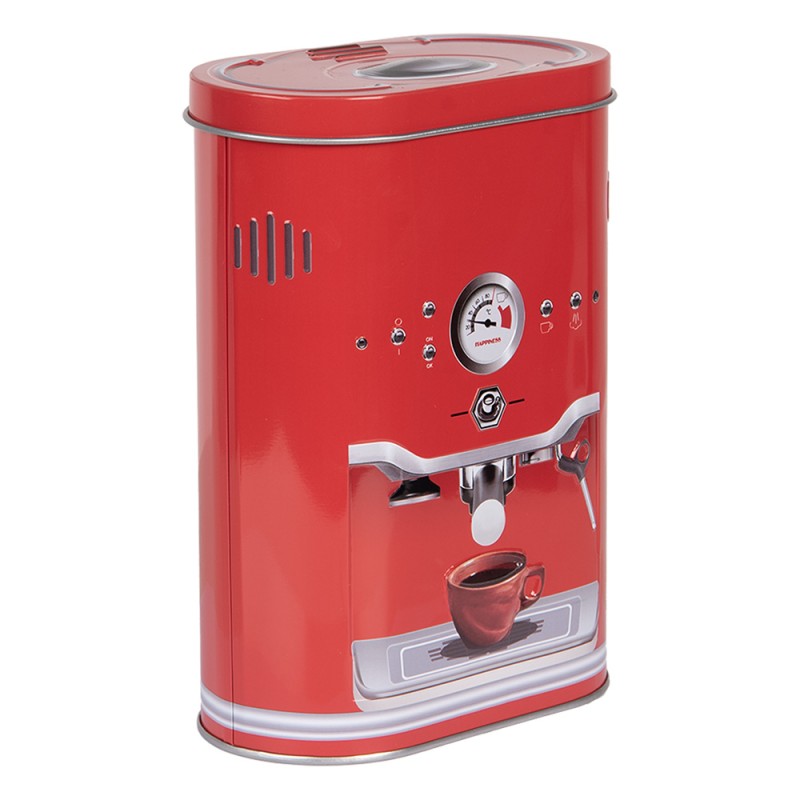 Clayre & Eef Boîte de rangement 14x8x19 cm Rouge Métal Tasse à café