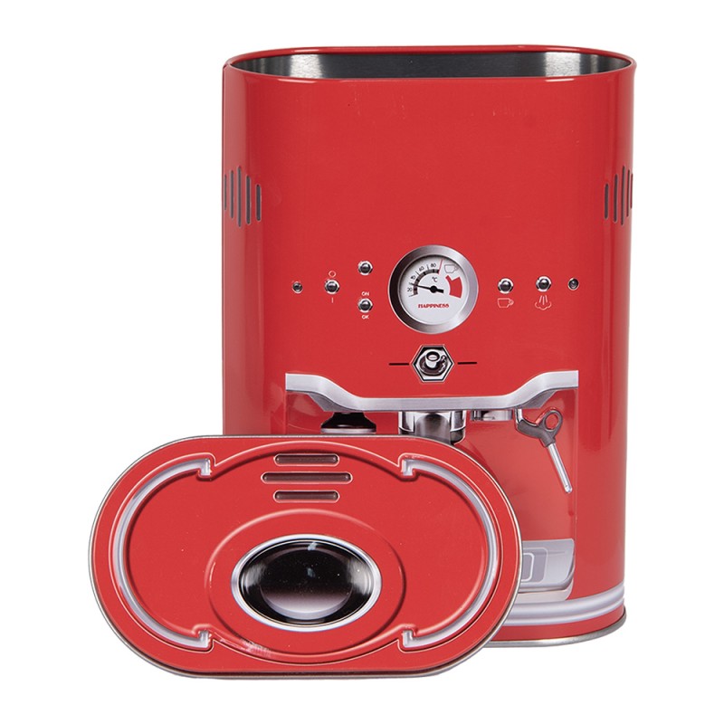 Clayre & Eef Boîte de rangement 14x8x19 cm Rouge Métal Tasse à café