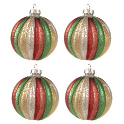 Clayre & Eef Palla di natale set di 4  Ø 8x8 cm Rosso Verde  Vetro