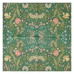 Clayre & Eef Napkins Paper Set of 20 33x33 cm Green Flowers