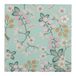 Clayre & Eef Napkins Paper Set of 20 33x33 cm Green Paper Flowers