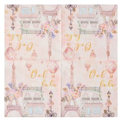 Clayre & Eef Napkins Paper Set of 20 33x33 cm Pink