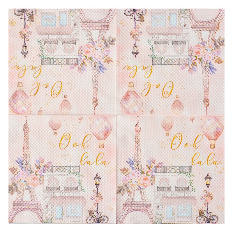 Clayre & Eef Serviettes Papier set de 20 33x33 cm Rose
