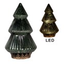 Clayre & Eef Decorazione natalizia con illuminazione a LED Albero di Natale Ø 13x23 cm Verde Vetro