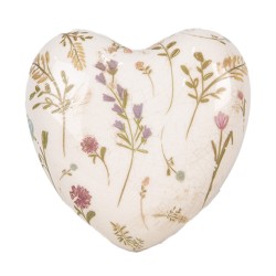 Clayre & Eef Dekoration Herz 11x11x4 cm Beige Rosa Keramik