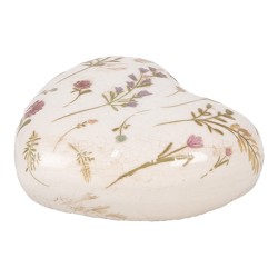 Clayre & Eef Dekoration Herz 11x11x4 cm Beige Rosa Keramik