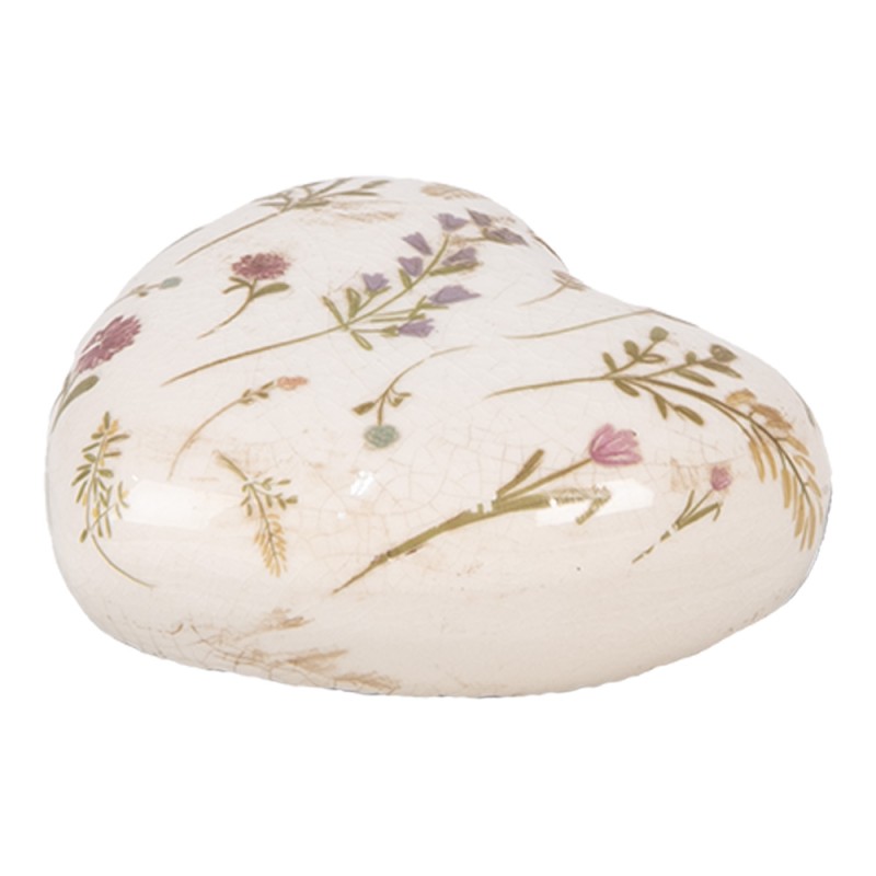 Clayre & Eef Dekoration Herz 11x11x4 cm Beige Rosa Keramik