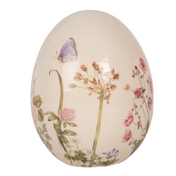 Clayre & Eef Dekoration Ei Ø 10x12 cm Beige Keramik Blumen