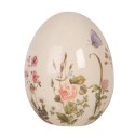 Clayre & Eef Dekoration Ei Ø 10x12 cm Beige Keramik Blumen