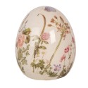 Clayre & Eef Dekoration Ei Ø 7x9 cm Beige Keramik Blumen