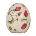 Clayre & Eef Décoration Œuf Ø 7x9 cm Beige Céramique Fleurs