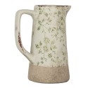 Clayre & Eef Decoratie Kan 16x11x20 cm Groen Beige Keramiek Bloemen