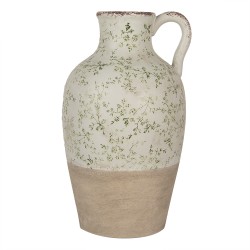 Clayre & Eef Decoration can Ø 30x50 cm Green Ceramic Flowers