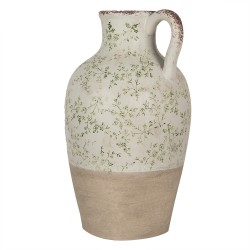 Clayre & Eef Decoration can Ø 30x50 cm Green Ceramic Flowers