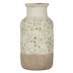 Clayre & Eef Vase Ø 14x26 cm Grün Keramik Blumen