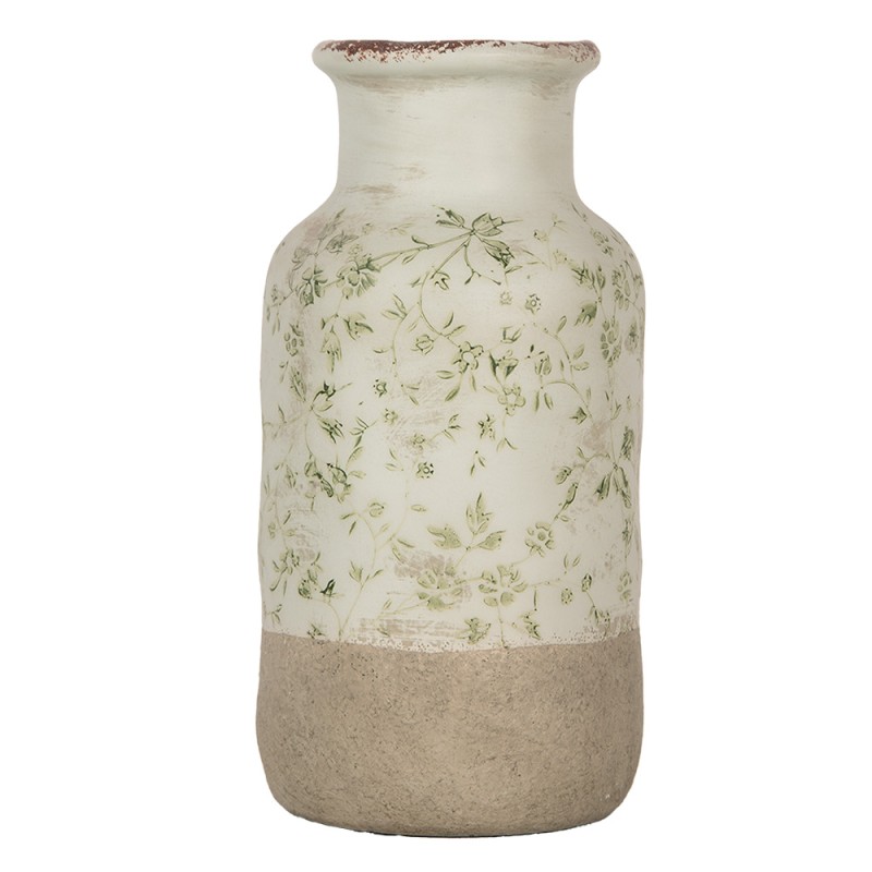Clayre & Eef Vase Ø 14x26 cm Grün Keramik Blumen