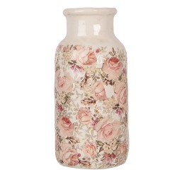 Clayre & Eef Vase Ø 15x32 cm Beige Ceramic Flowers