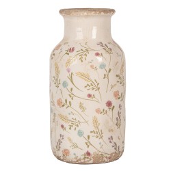 Clayre & Eef Vase Ø 14x26 cm Beige Céramique Fleurs