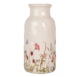 Clayre & Eef Vase Ø 15x32 cm Beige Céramique Fleurs