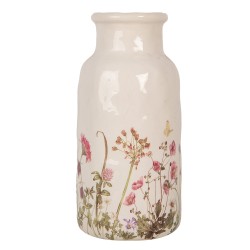 Clayre & Eef Vase Ø 15x32 cm Beige Céramique Fleurs