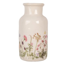 Clayre & Eef Vase Ø 14x26 cm Beige Keramik Blumen
