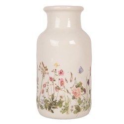 Clayre & Eef Vase Ø 14x26 cm Beige Keramik Blumen