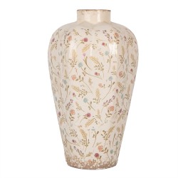 Clayre & Eef Vase Ø 24x40 cm Beige Ceramic Flowers