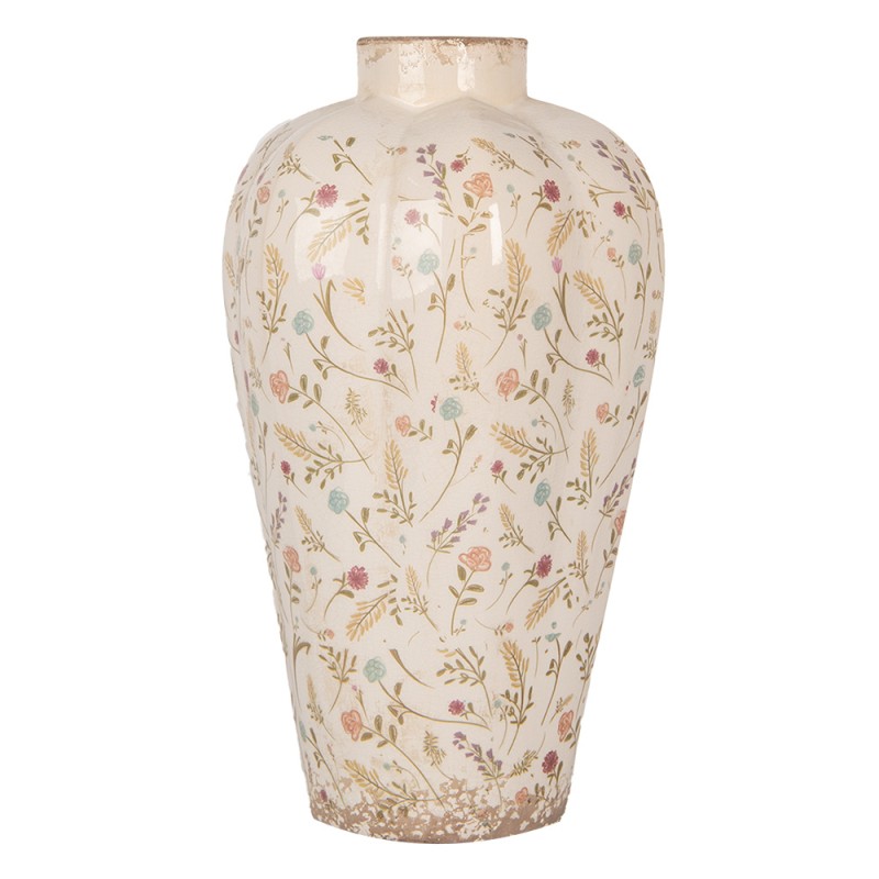 Clayre & Eef Vase Ø 24x40 cm Beige Ceramic Flowers