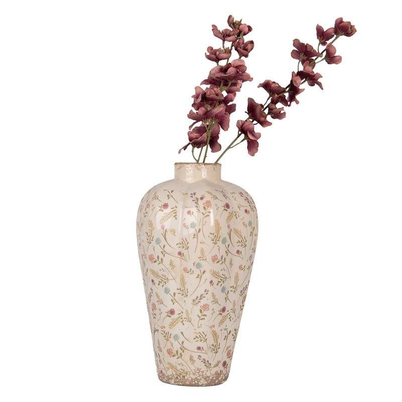Clayre & Eef Vase Ø 24x40 cm Beige Ceramic Flowers