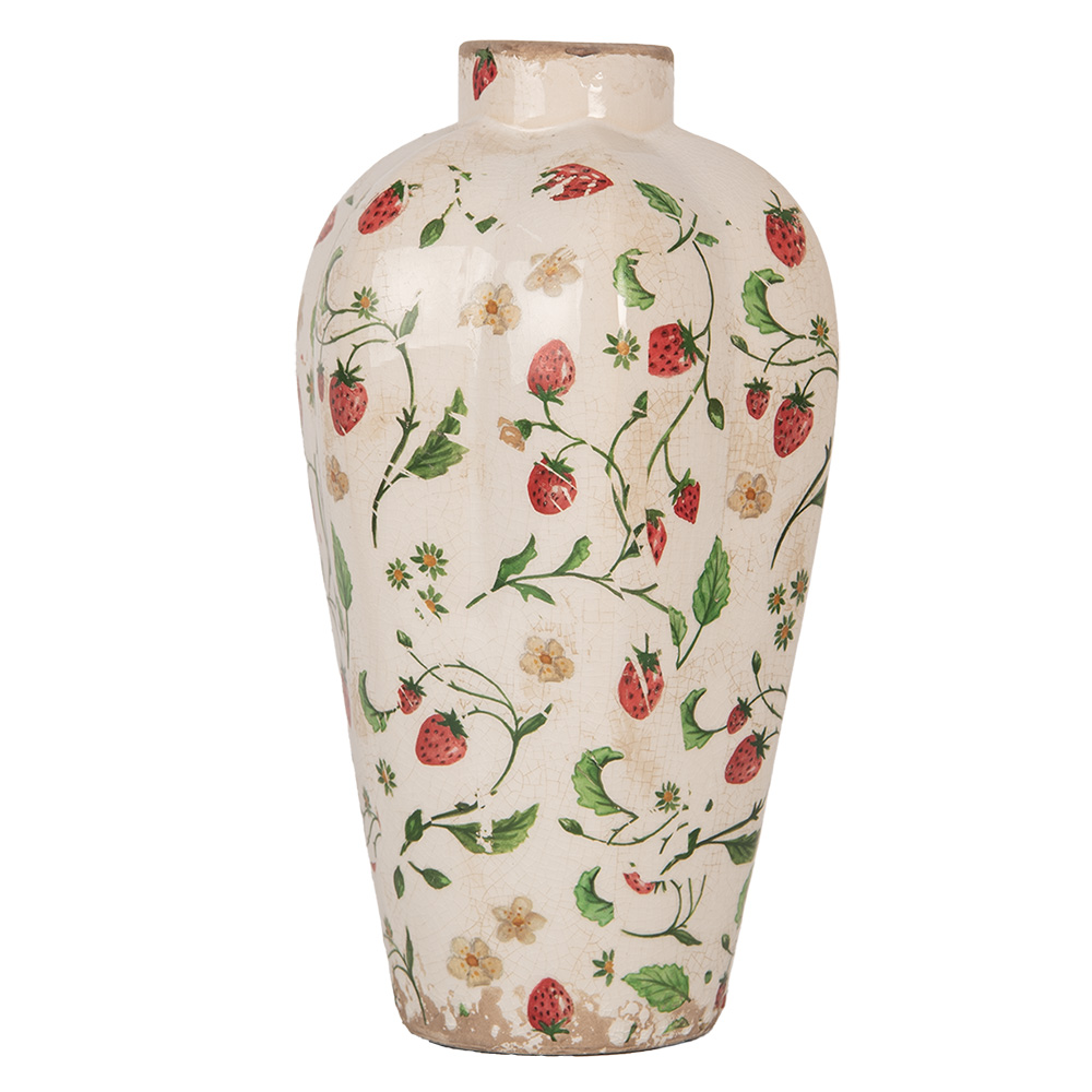 Vaas Ø 17X29 Cm Beige Keramiek Bloemen-image