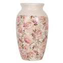 Clayre & Eef Vaas Ø 16x27 cm Beige Keramiek Bloemen