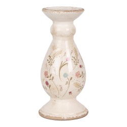 Clayre & Eef Kandelaar Ø 12x26 cm Beige Keramiek Bloemen