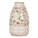 Clayre & Eef Vaas Ø 17x27 cm Beige Keramiek Aardbeien