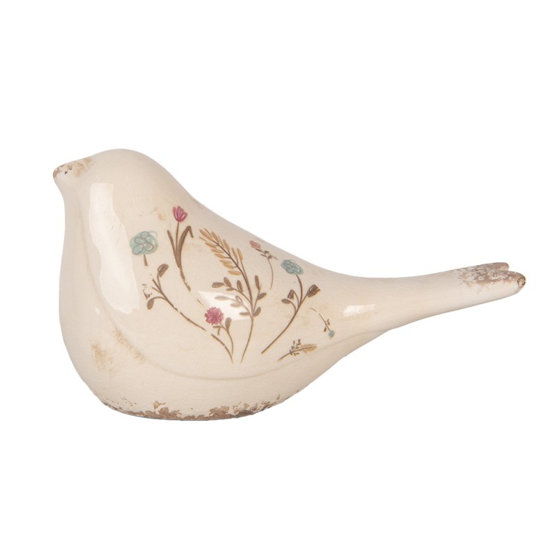 Clayre & Eef Statuetta decorativa Uccello 25x10x13 cm Beige Ceramica