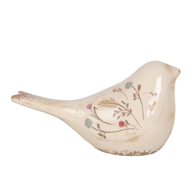 Clayre & Eef Statuetta decorativa Uccello 25x10x13 cm Beige Ceramica