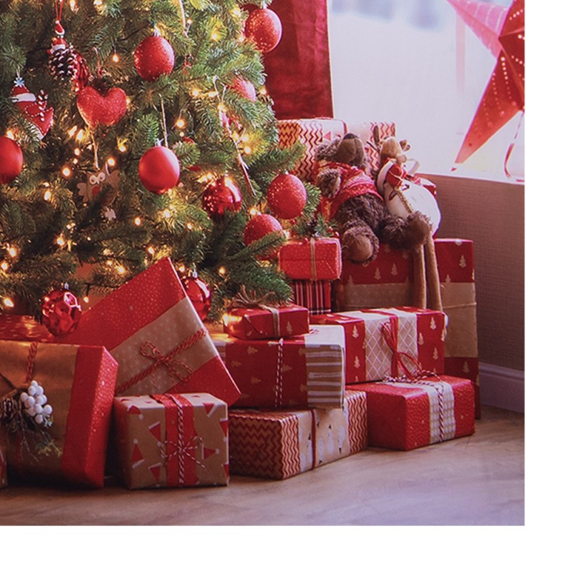 Clayre & Eef Kerst Achtergronddoek 180x210 cm Bruin Stof Kerstboom