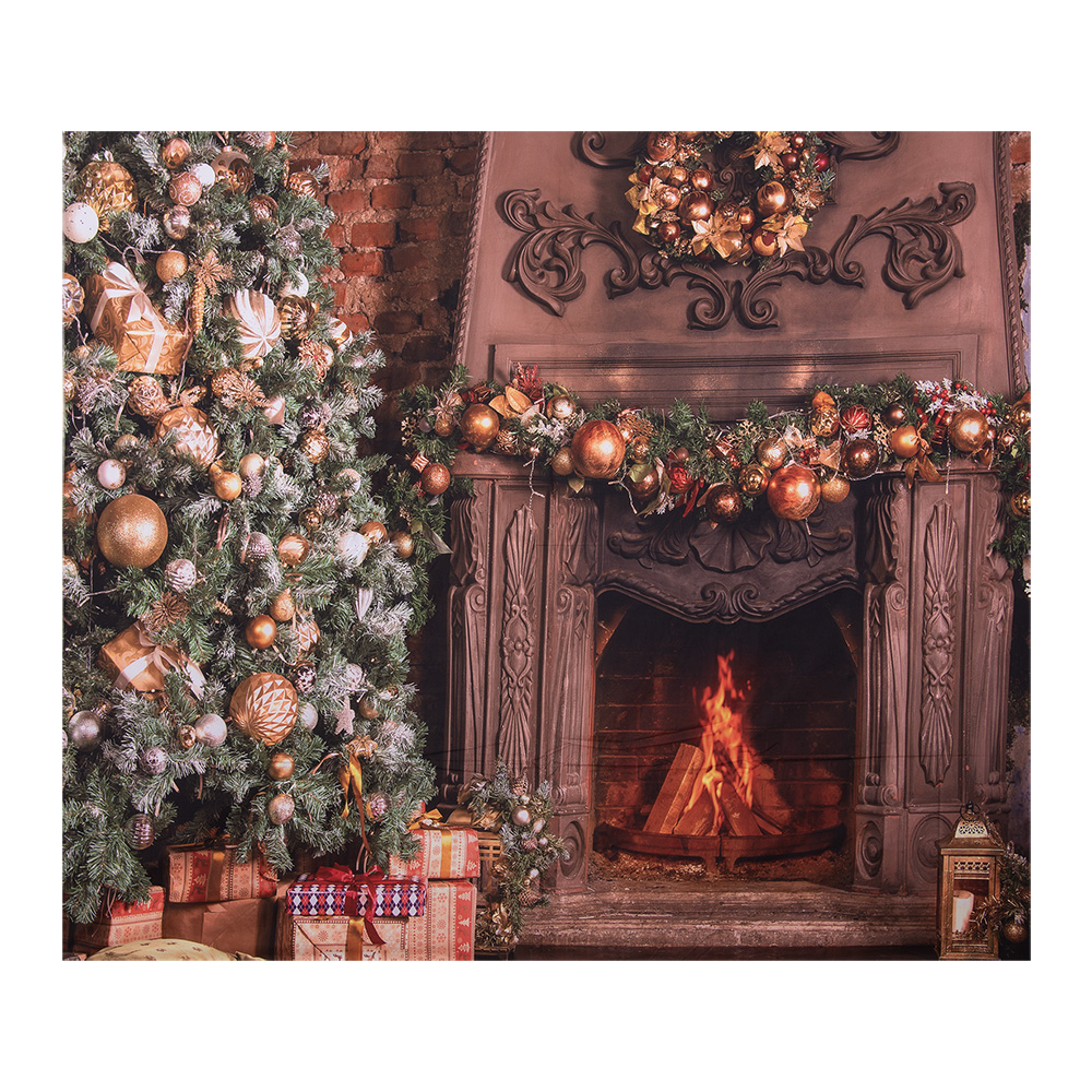 Clayre&Eef Kerst Achtergronddoek 180x210 cm Bruin Textiel Kerstboom afbeelding