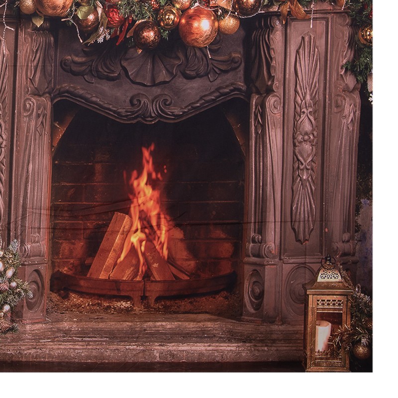 Clayre & Eef Weihnachtlicher Hintergrundstoff 180x210 cm Braun Stoff Weihnachtsbaum
